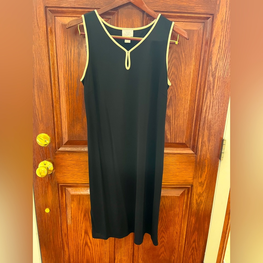 Ann Taylor Loft black dress with trim.